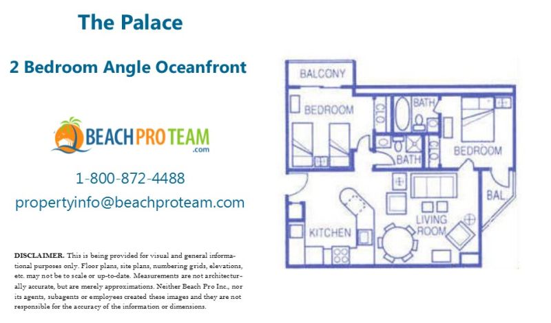 The Palace Floor Plan D - 2 Bedroom Angle Oceanfront